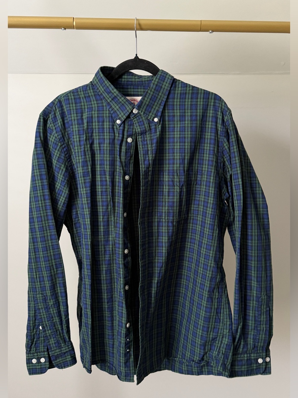 Brooks Brothers Navy & Green Plaid Button-Down Shirt